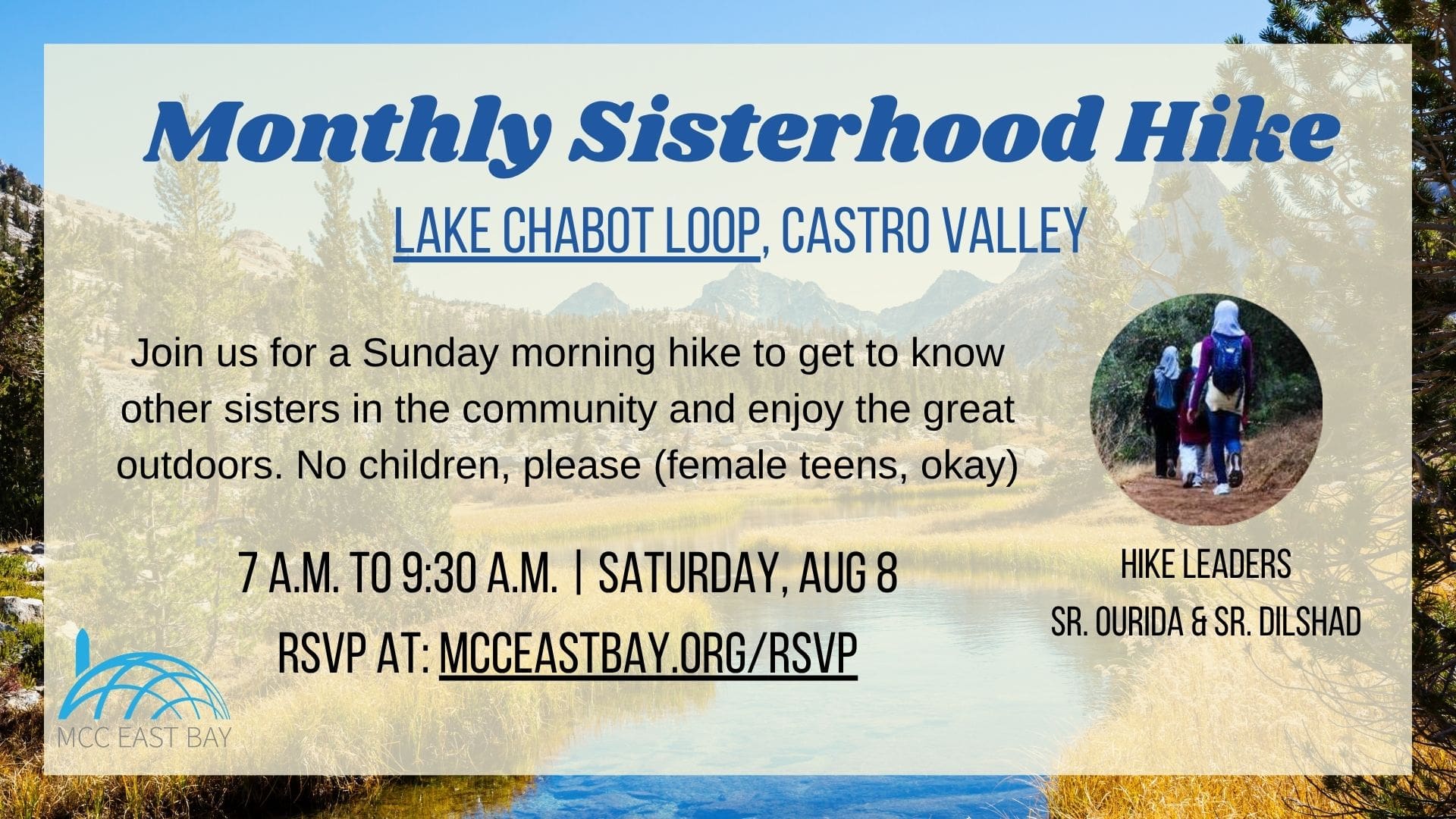 Monthly Sisters Hike at Lake Chabot