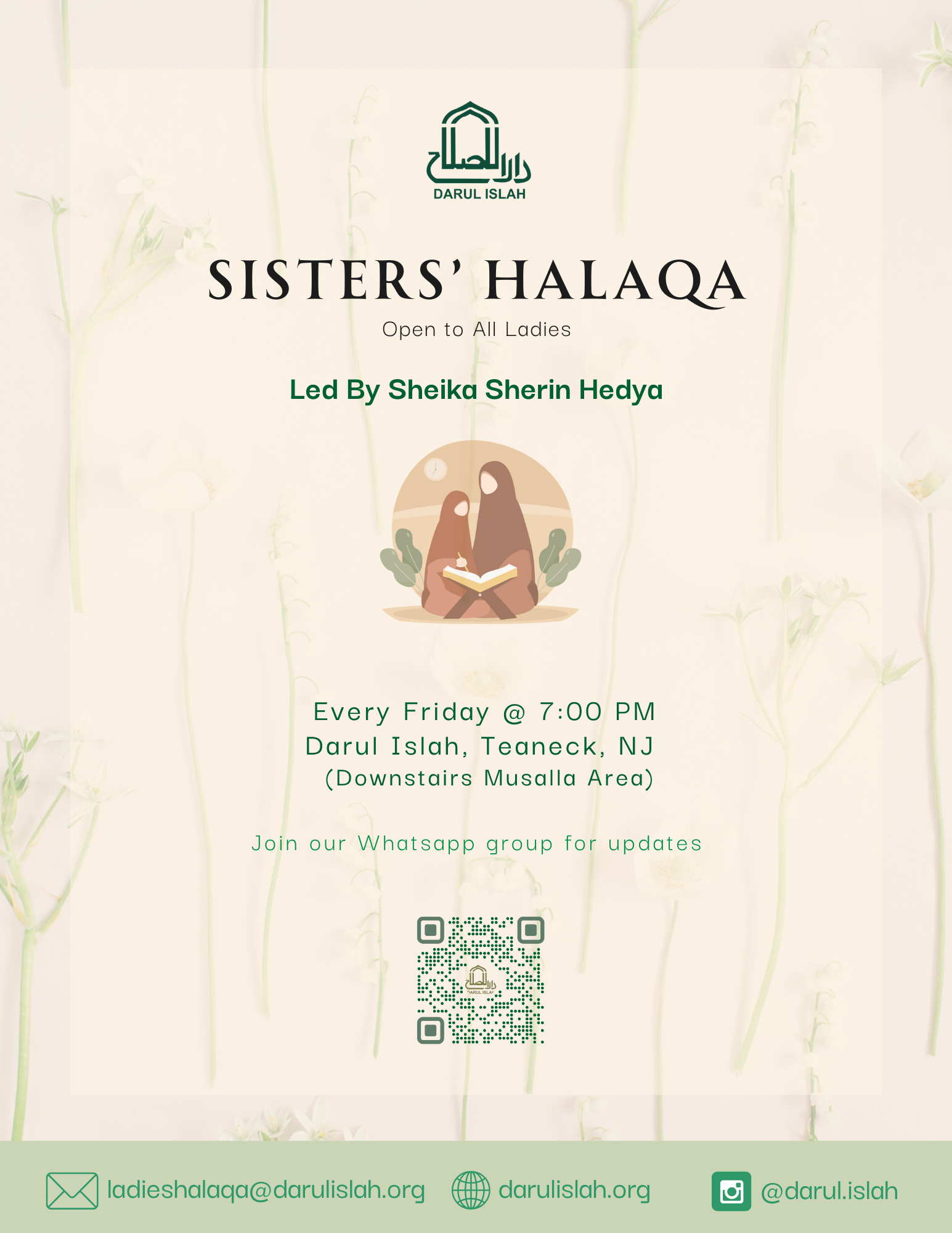 Sisters' Halaqa: Weekly Gathering for Women