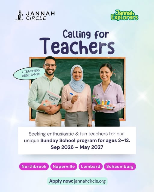 📢 Calling all teachers & teaching assistants!
Jannah Explorers Sunday Sc
