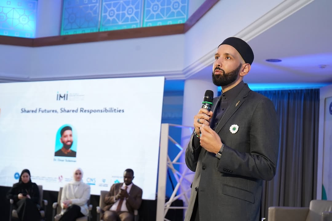 Dr. Omar Suleiman has just begun his lecture, and before saying anything else, h