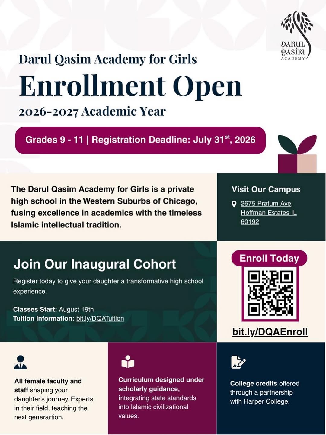 Alhamdulillah we are excited to announce the DQ Academy for Girls is Now Enrolli