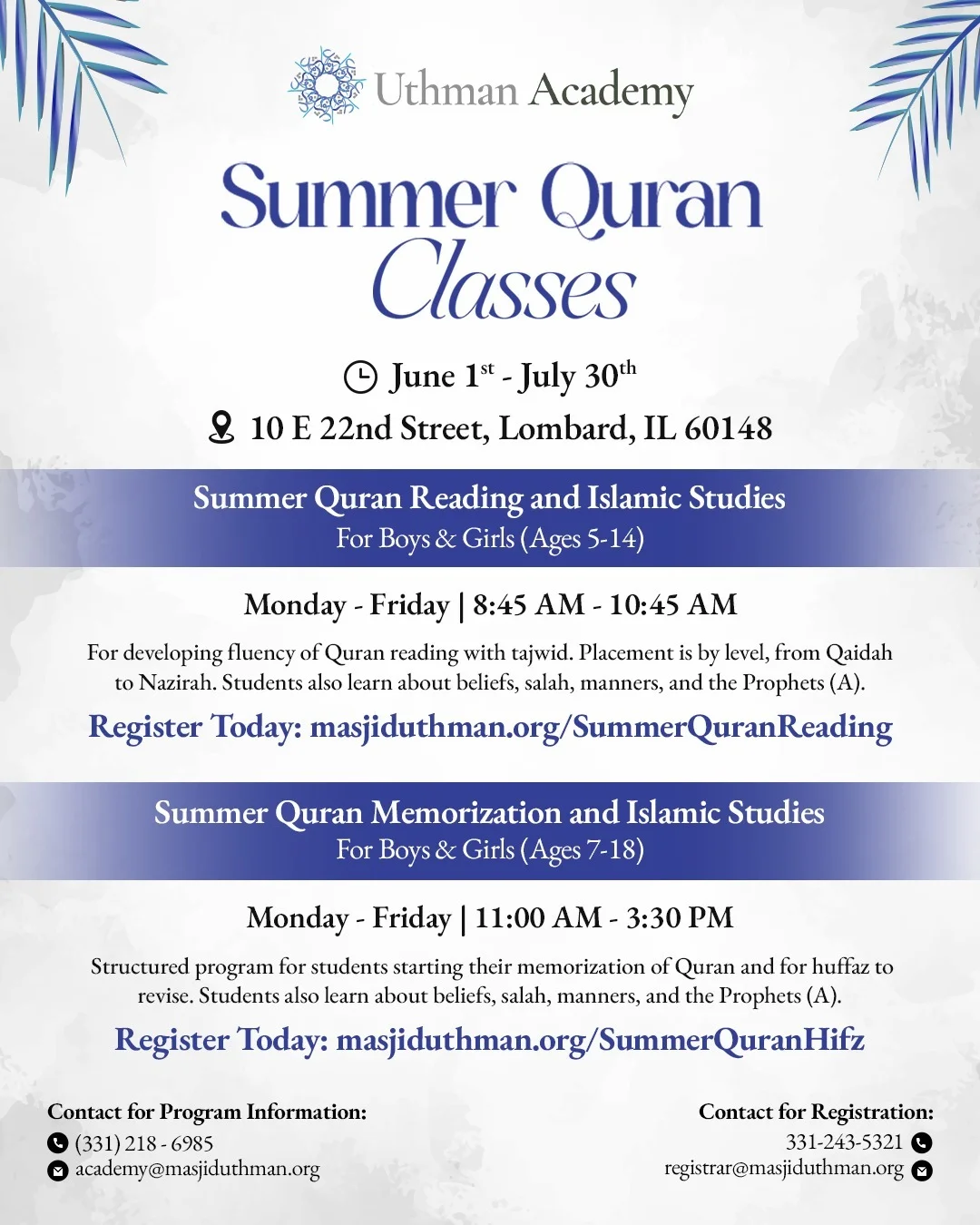 Summer Quran Reading and Islamic Studies