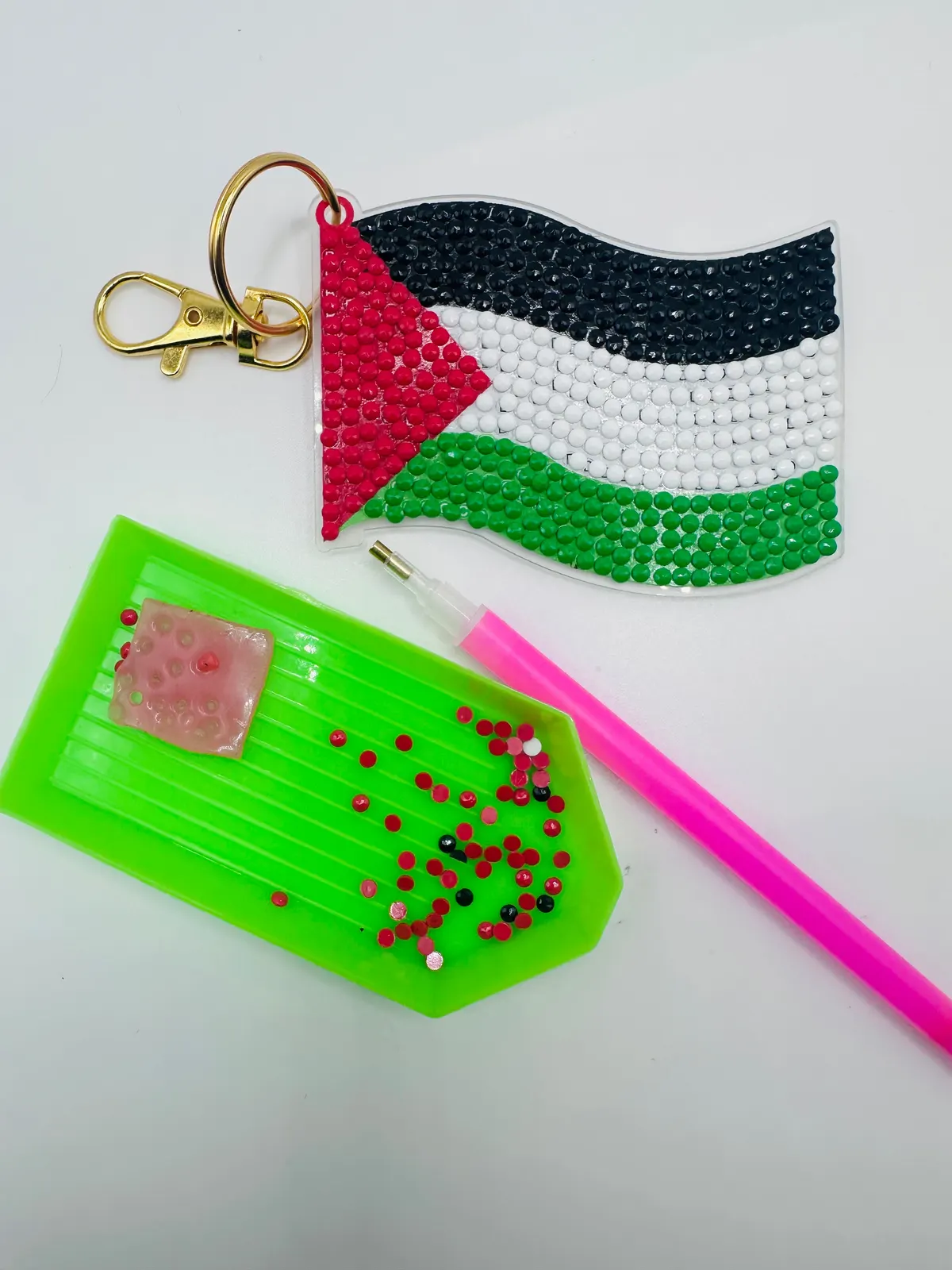 Palestine flag diamond art keychain