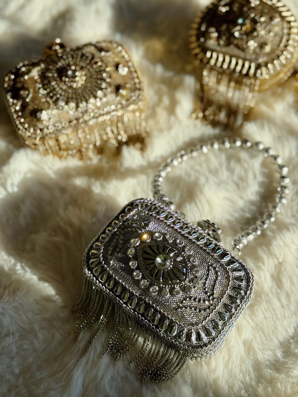 Silver lux mini clutch (rectangle)