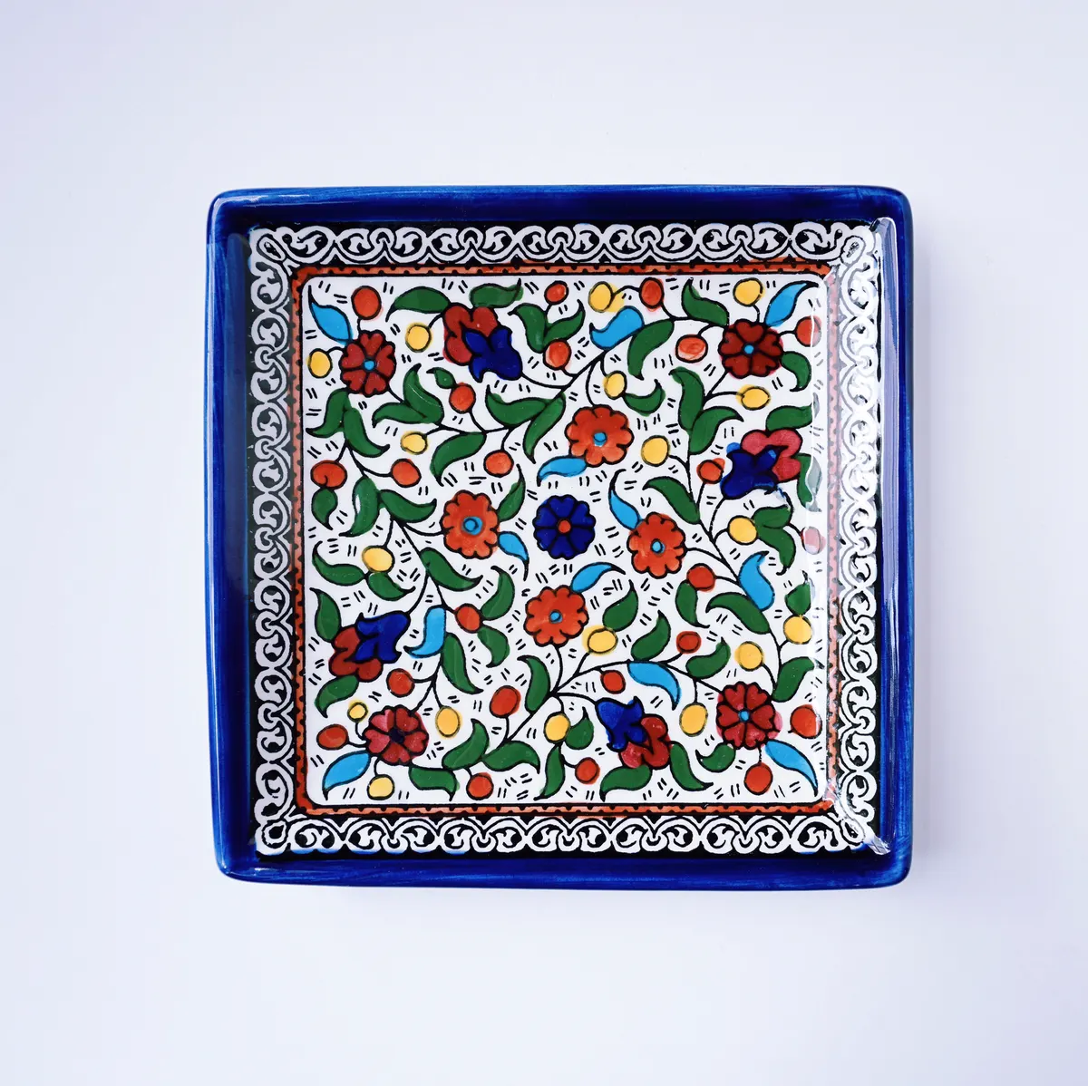 Hand Painted Khalili Medium Square Ceramic Plate