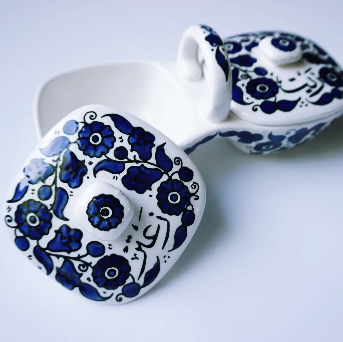 Hand Painted Khalili Ceramic Zeit And Zaatar Dip Tray