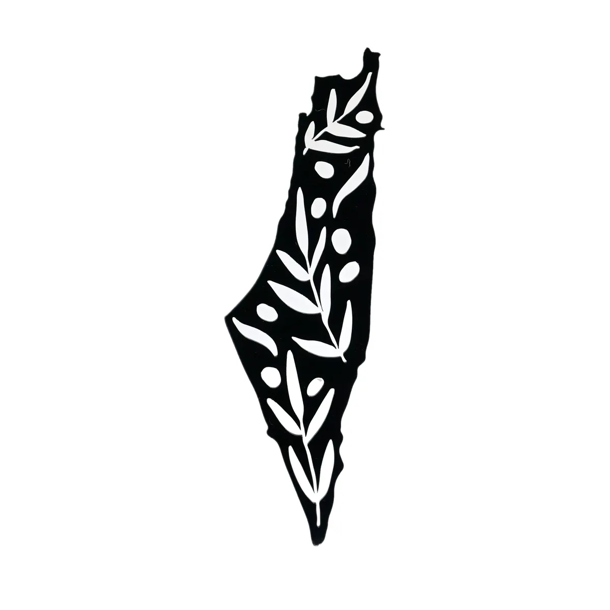 Small Acrylic Olive Branch Palestine Map Wall Art Black