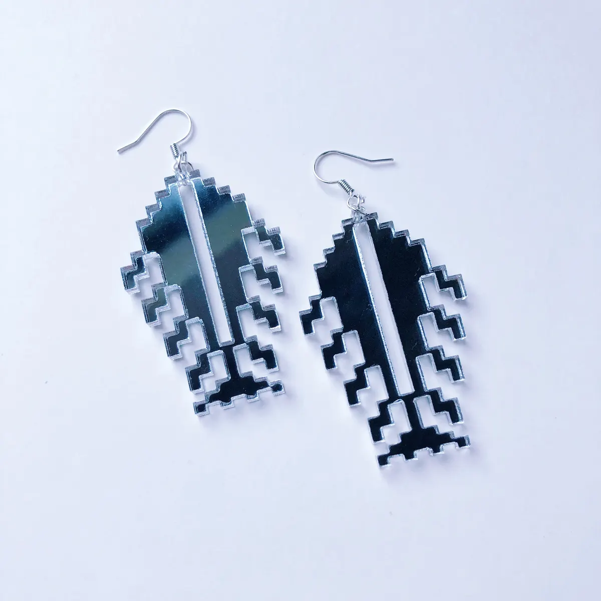 Silver Mirror Tree Of Life Tatreez Earrings