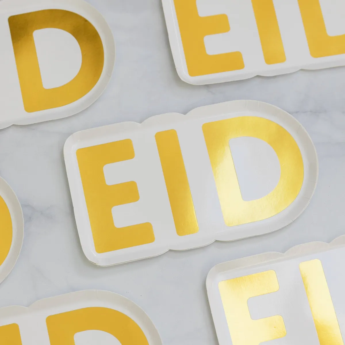 Gold Eid Letter Dessert Paper Plates (Set of 12)