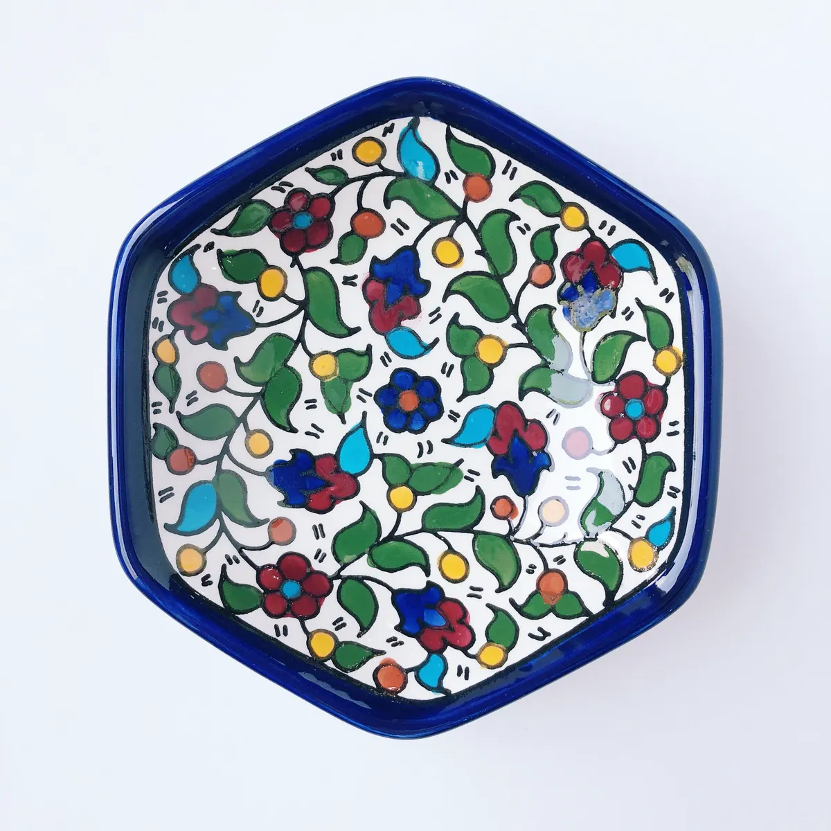 Hand Painted Khalili Hexagon Ceramic Bowl