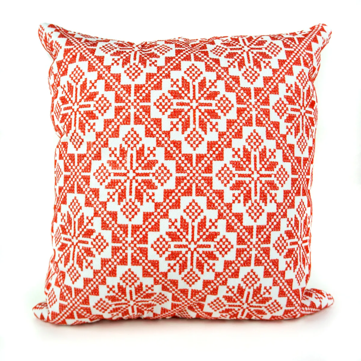 White Red Palestinian Tatreez Pillow