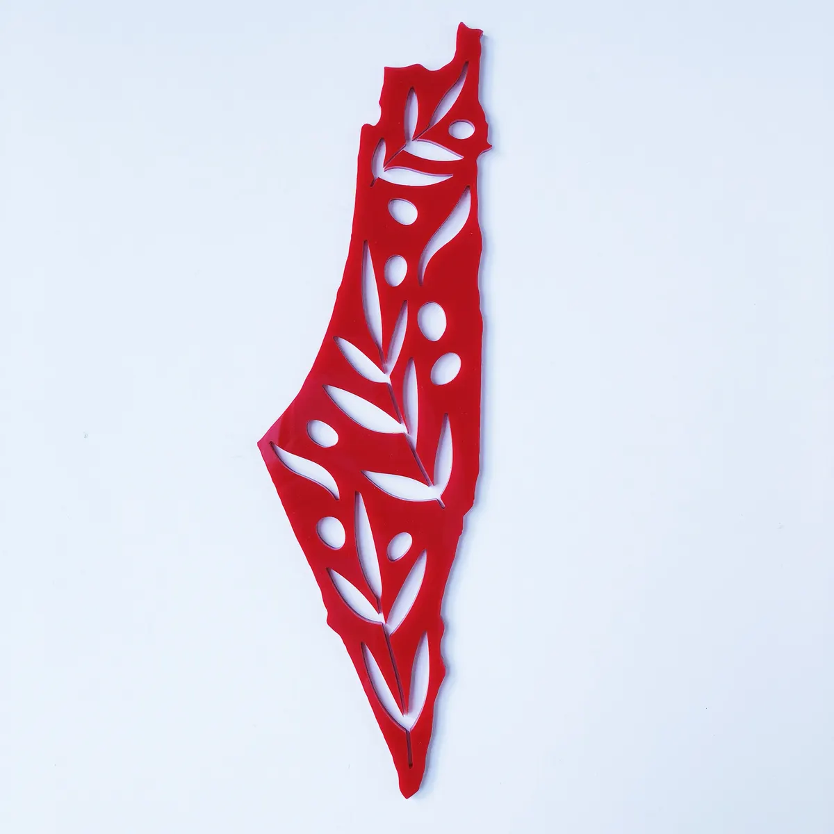 Small Acrylic Olive Branch Palestine Map Wall Art Red