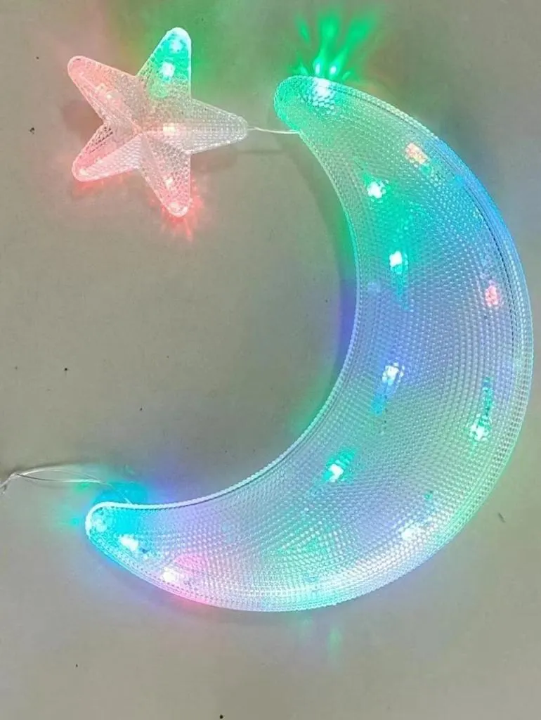 Ramadan Eid Lights Crescent Star White