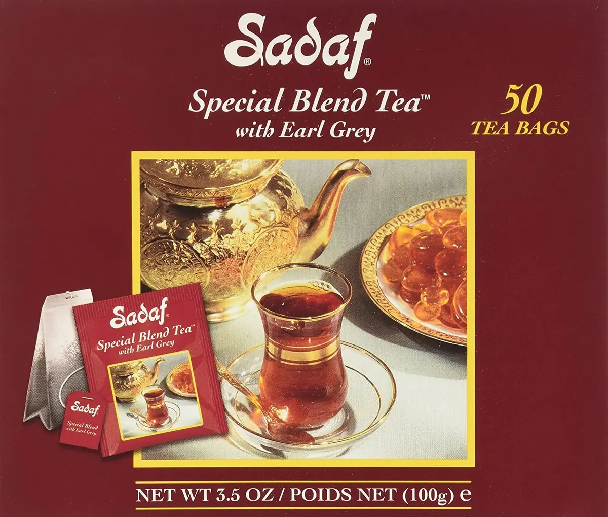 Sadaf Earl Grey Tea Bags | Special Blend Earl Grey Ceylon Black Tea 50 Teabags