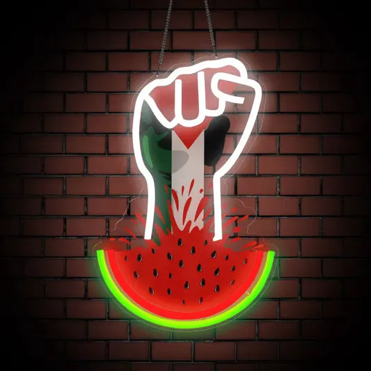 Palestinian Watermelon fist Neon Light