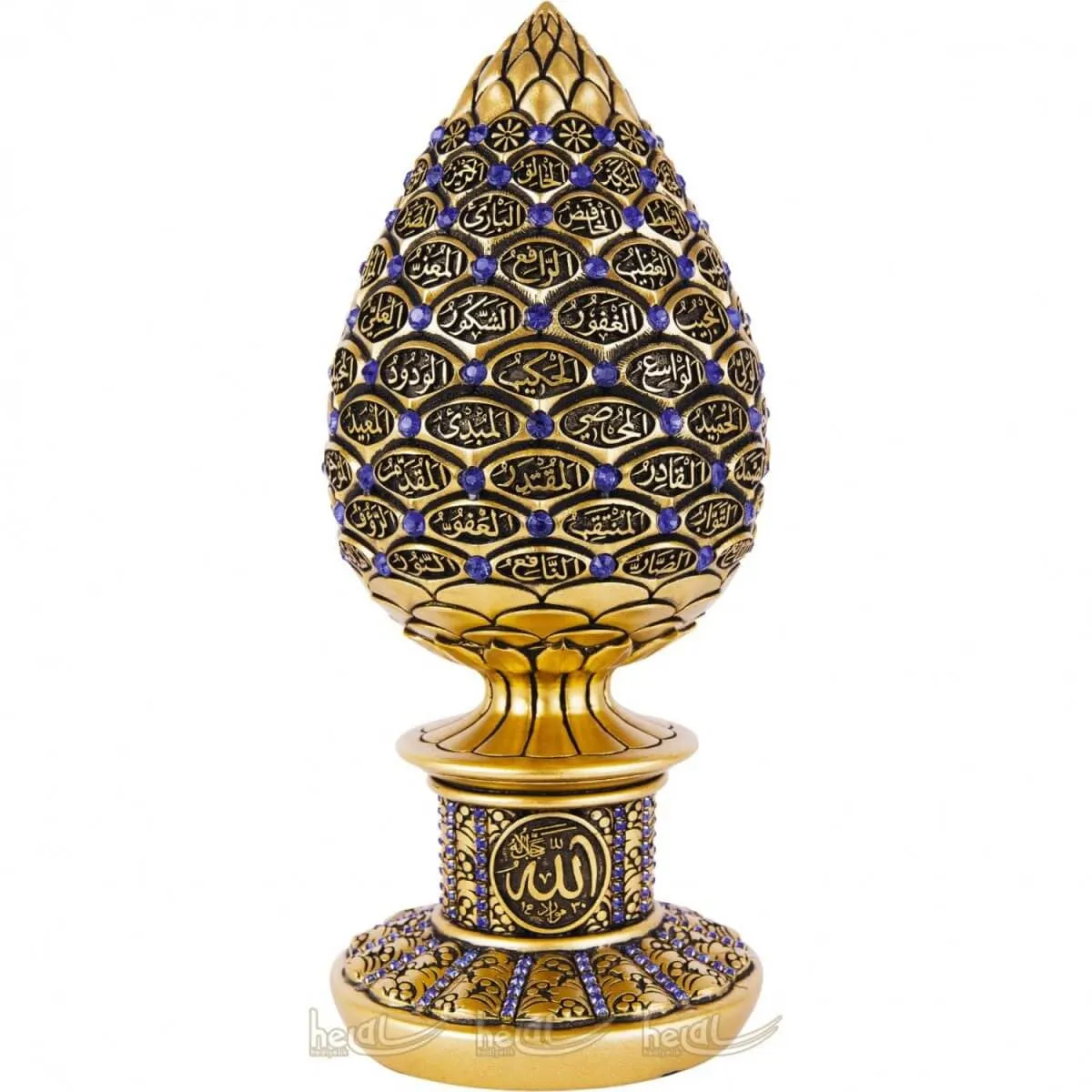 Islamic Table Decor Golden and Dark Blue Teardrop - 99 Names of Allah
