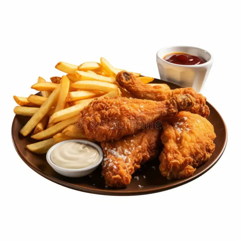 Fried Chicken Leg & Thigh With Fries ( 4 Pcs )