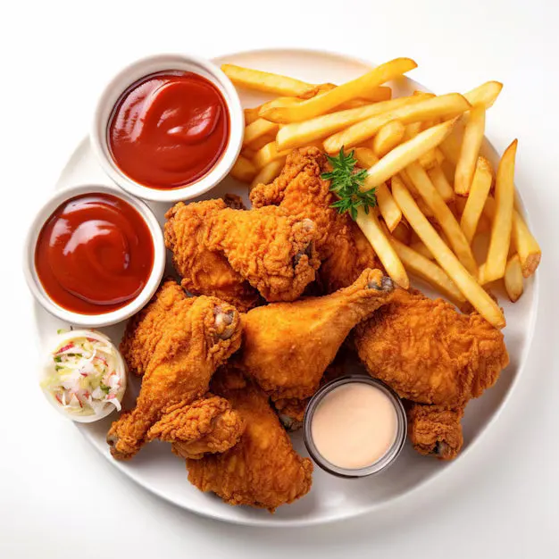 Fried Chicken Leg & Thigh With Fries ( 8 Pcs )