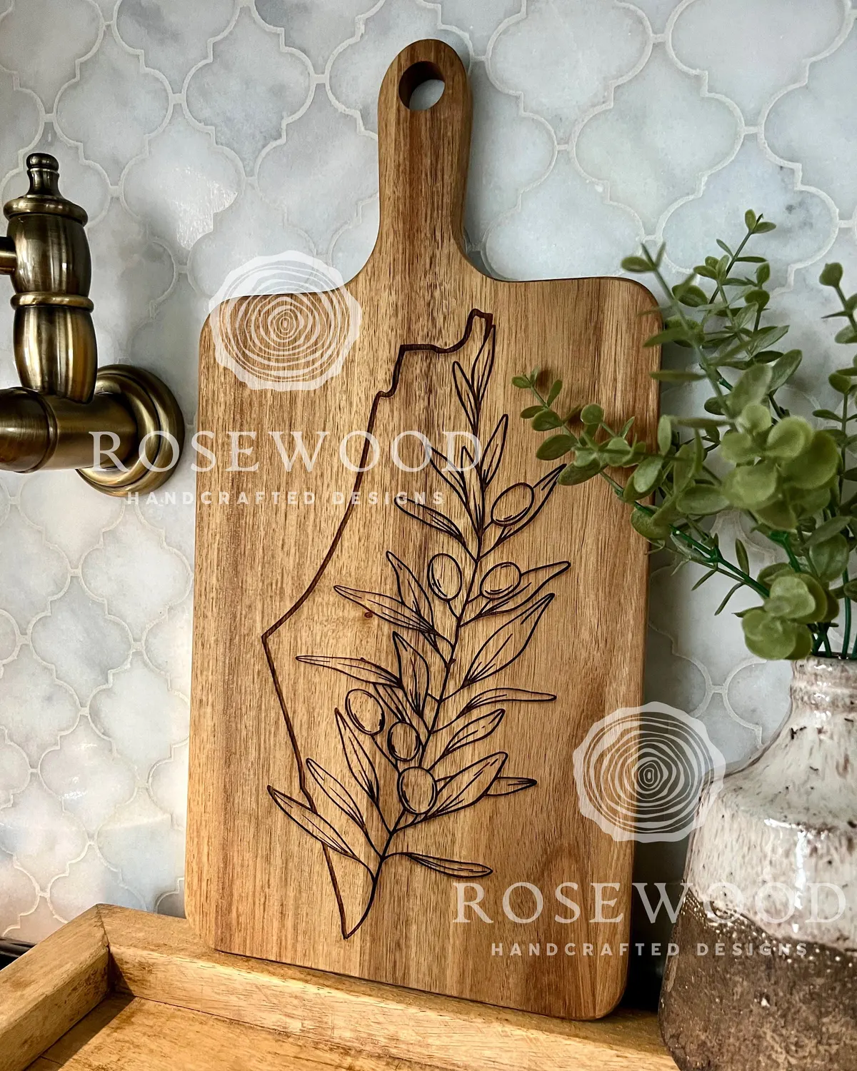 Palestine Olive Branch Large Engraved Cutting Board | Ramadan | Eid Table Decor -Islamic decor - Eid gift ramadan gift